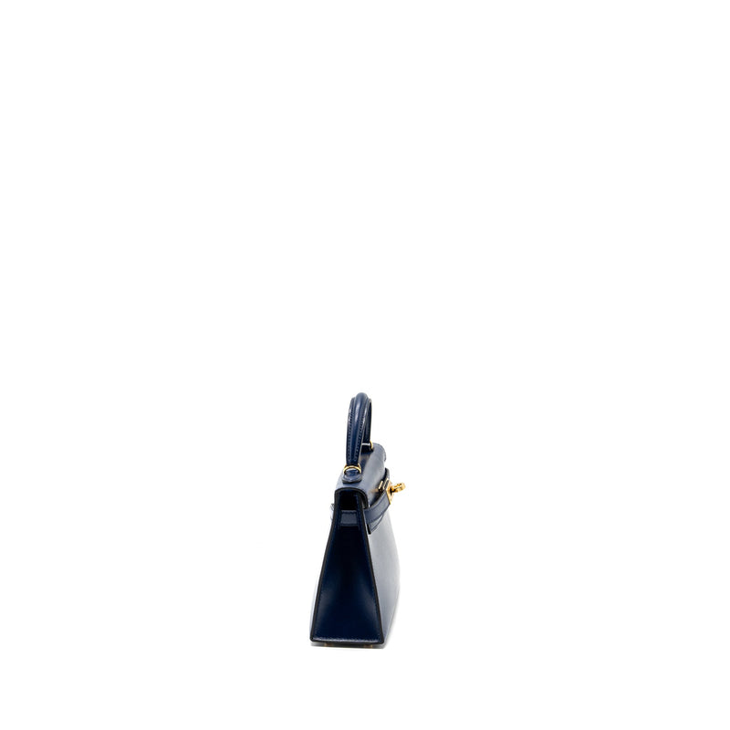 hermes mini kelly II box calfskin blue Saphir GHW stamp U
