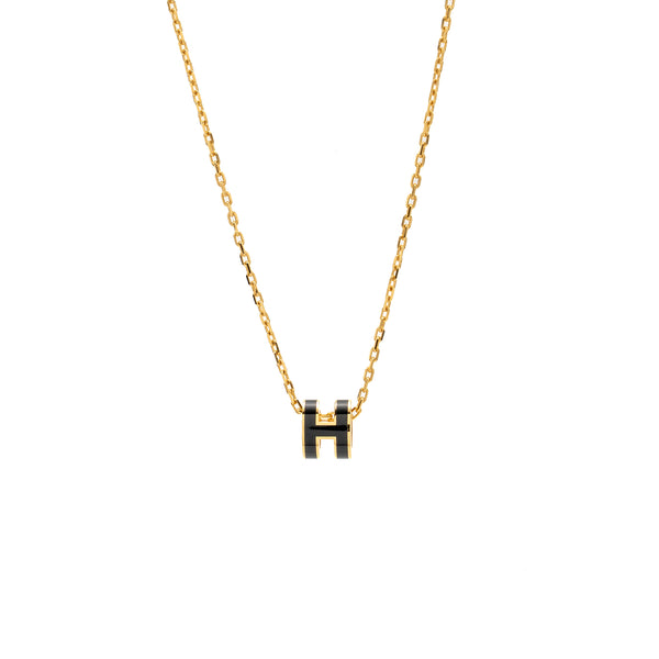 Hermes Mini Pop H Pendant Black GHW