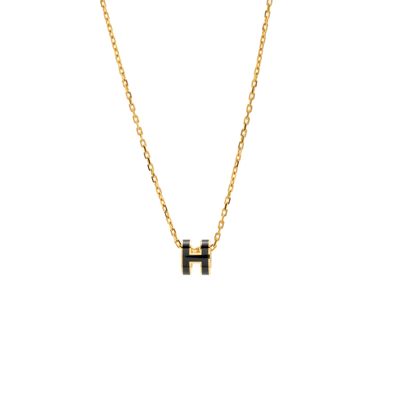 Hermes Mini Pop H Pendant Black GHW