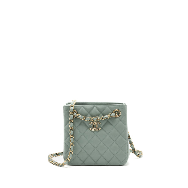 Chanel 23C mini bucket tote bag caviar light grey LGHW (microchip)