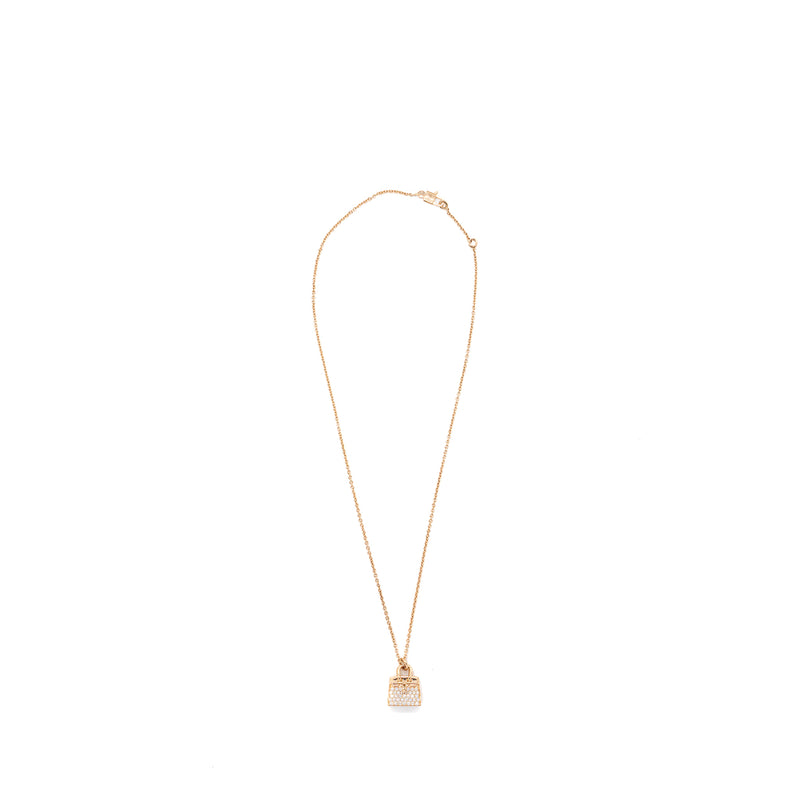 Hermes amulettes birkin pendant rose gold diamonds