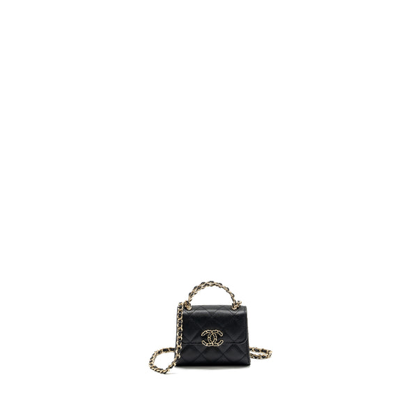 Chanel Mini Top Handle Flap Bag Caviar Black LGHW (Microchip)