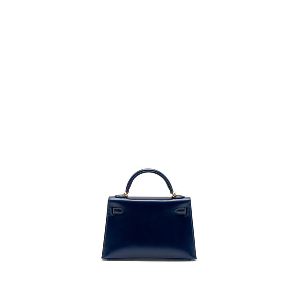 hermes mini kelly II box calfskin blue Saphir GHW stamp U