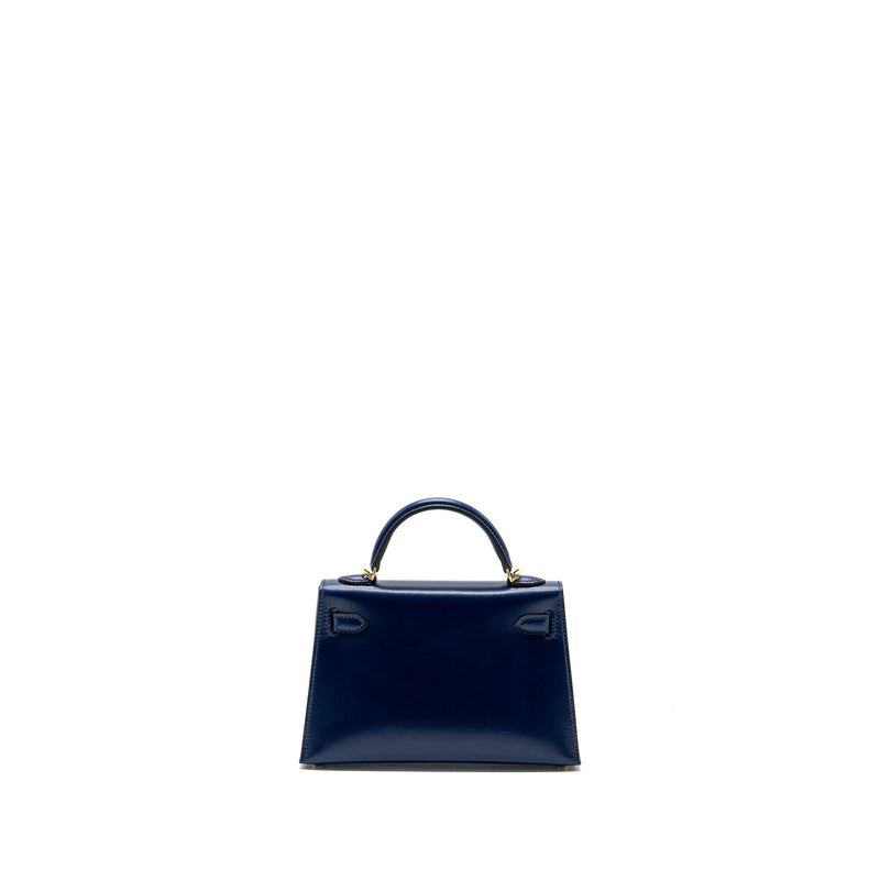 hermes mini kelly II box calfskin blue Saphir GHW stamp U