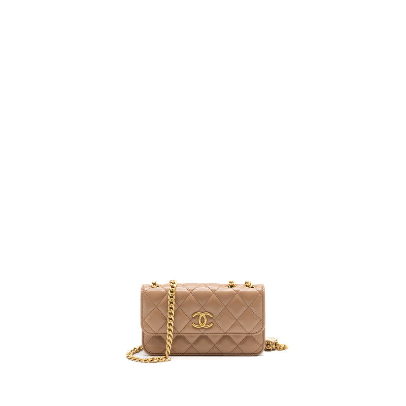 New 22K CHANEL Quilted Patent Leather Mini Small Flap Bag Gold