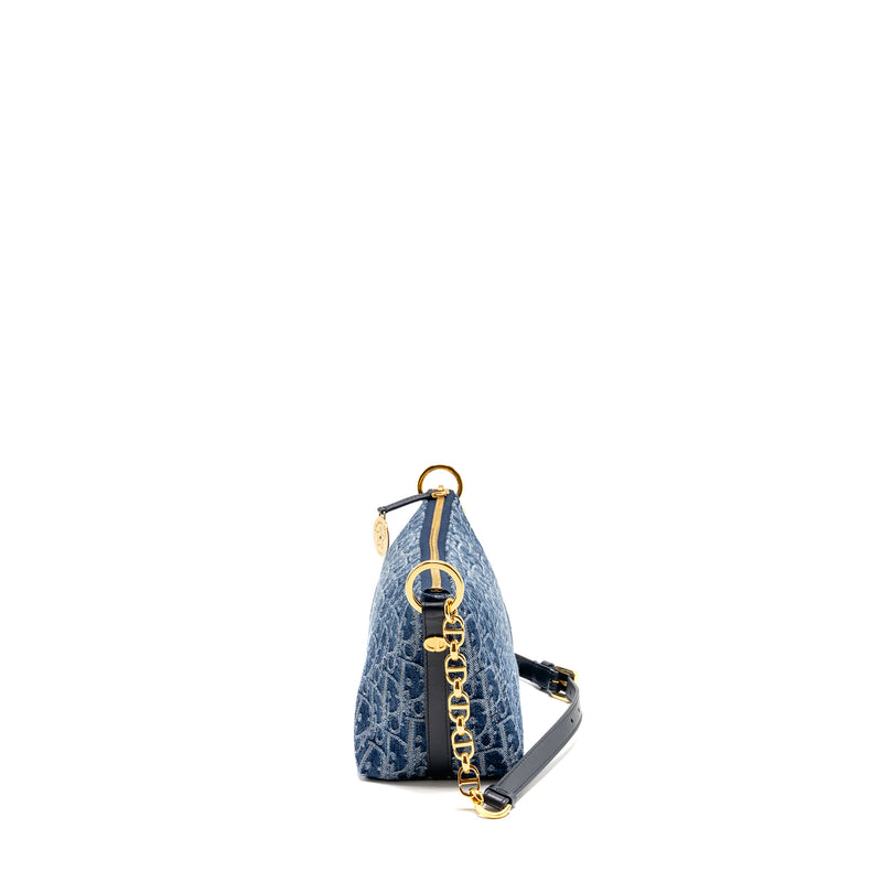 Dior DiorStar Oblique Hobo Bag Denim Blue GHW