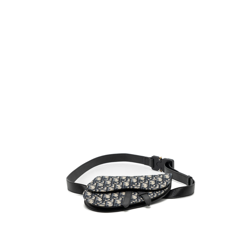 Dior saddle belt bag blue dior oblique jacquard black hardware