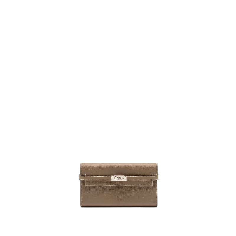 Hermes Kelly Long Wallet Epsom Etoupe SHW Stamp D