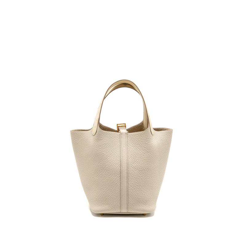 Hermes Picotin 18 touch lock bag clemence / ostrich beton GHW stamp B