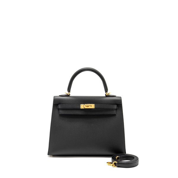 Hermes Kelly 25 Epsom Black GHW Stamp Z