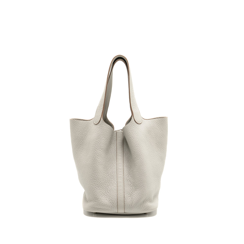 Hermes Picotin 22 Lock Bag Clemence 80 Gris Perle SHW Stamp Y