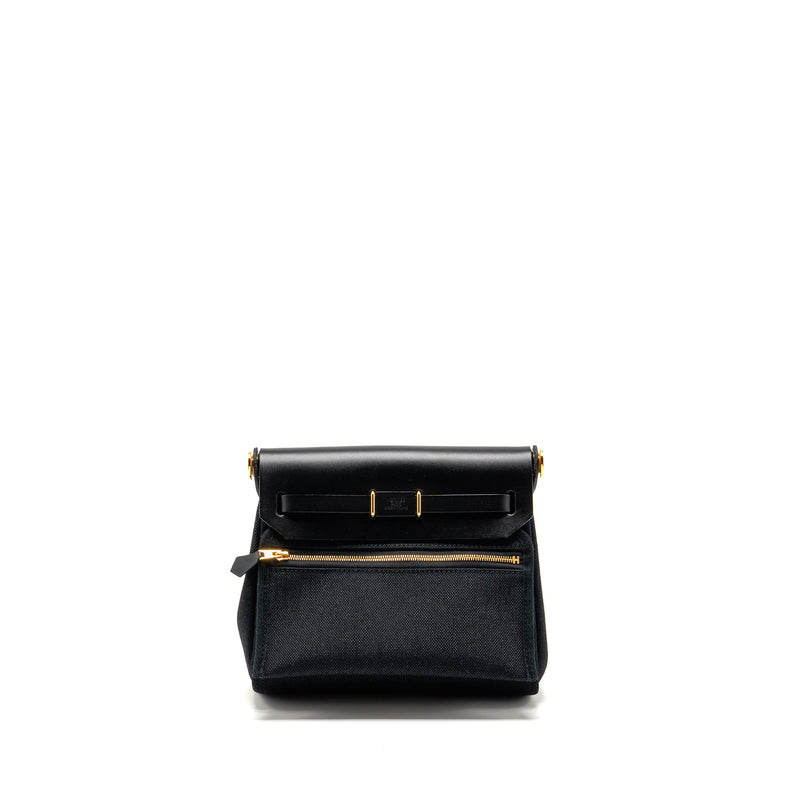 Hermes Herbag Mini Canvas / Hunter Black GHW Stamp W