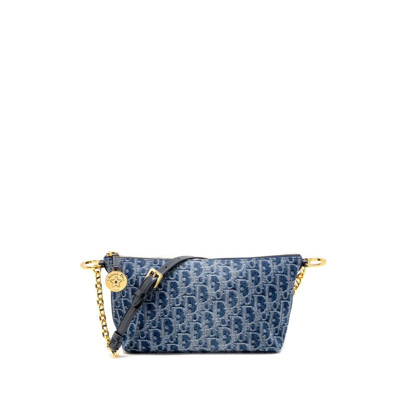 Dior DiorStar Oblique Hobo Bag Denim Blue GHW