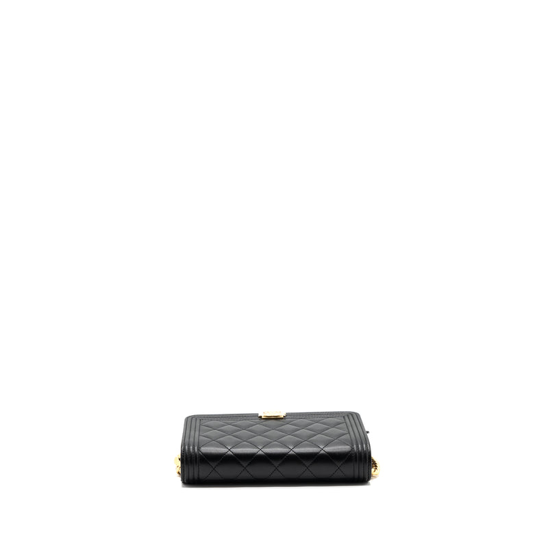 Chanel Boy Wallet On Chain Lambskin Black GHW(Microchip)