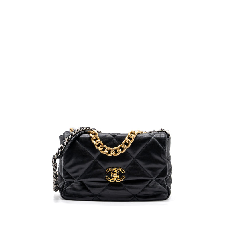 CHANEL MEDIUM 19 BAG GOATSKIN BLACK MULTICOLOUR HARDWARE