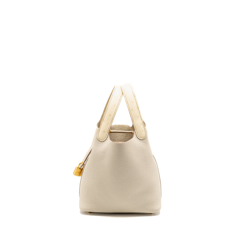 Hermes Picotin 18 touch lock bag clemence / ostrich beton GHW stamp B