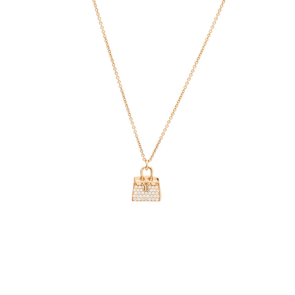 Hermes amulettes birkin pendant rose gold diamonds