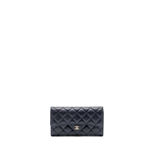 Chanel Classic Long Flap Wallet Caviar Navy LGHW