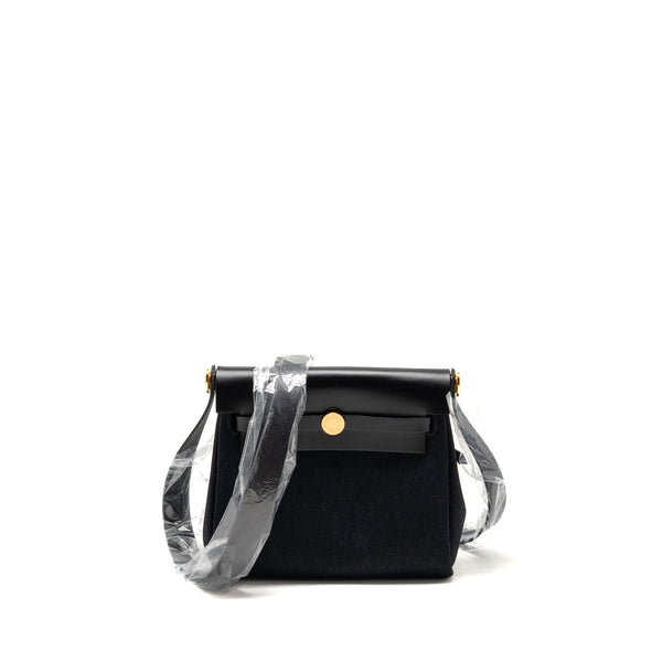 Hermes Herbag Mini Canvas / Hunter Black GHW Stamp W