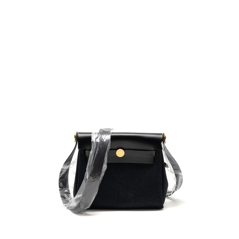 Hermes Herbag Mini Canvas / Hunter Black GHW Stamp W