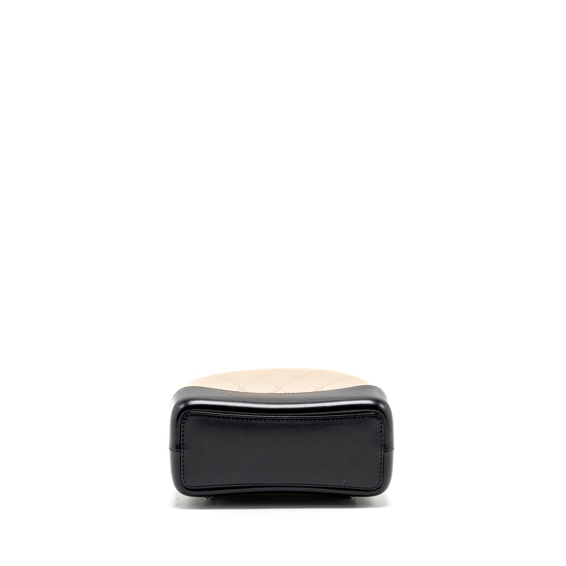 Chanel Small Gabrielle Backpack Aged Calfskin Beige/Black Multicolour Hardware