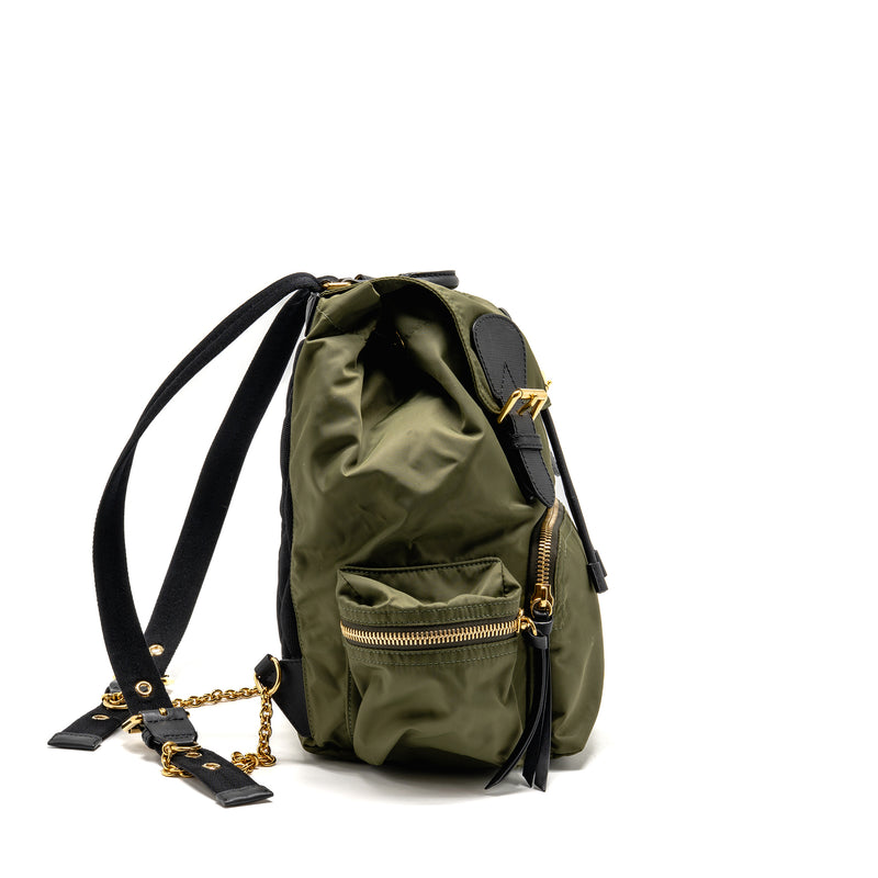 Burberry medium rucksack backpack nylon olive green GHW