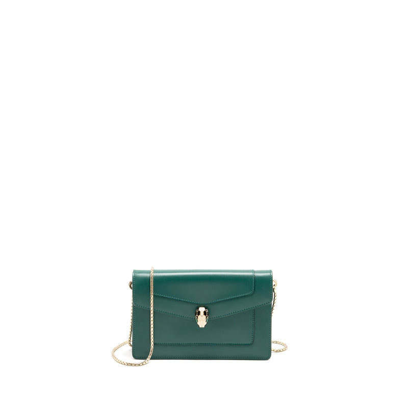 Bvlgari Serpenti Forever Wallet on Chain Calfskin Green LGHW