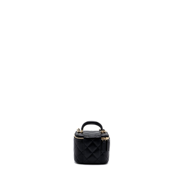 Chanel Top Handle Mini Vanity Case with chains Lambskin Black LGHW