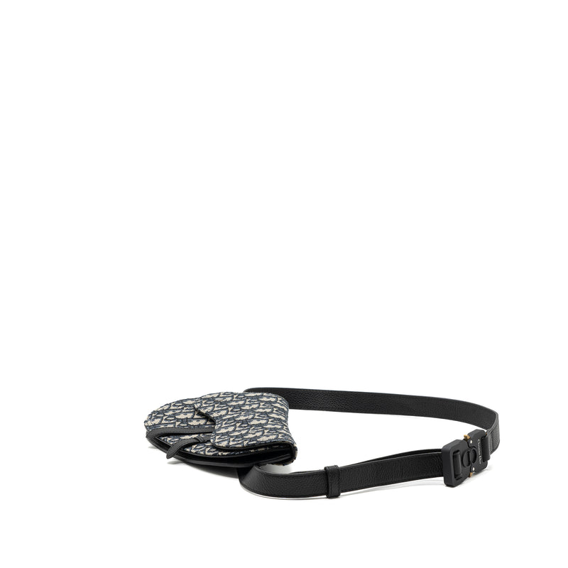 Dior saddle belt bag blue dior oblique jacquard black hardware