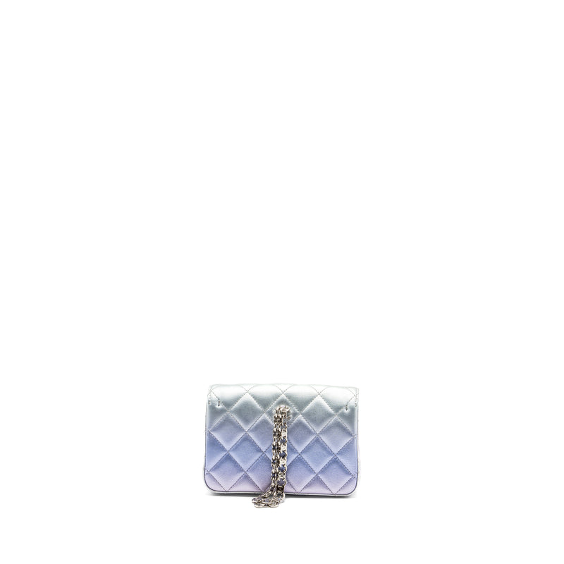 Chanel Clutch Calfskin Iridescent Multicolour with Multicolour and Silver Hardware (Microchip)