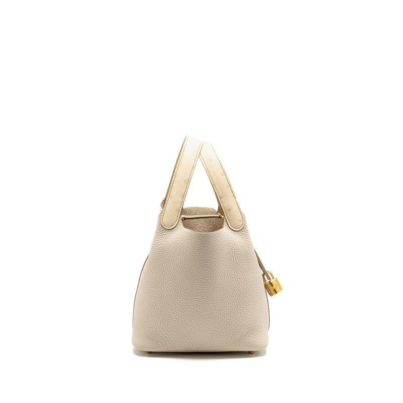 Hermes Picotin 18 touch lock bag clemence / ostrich beton GHW stamp B