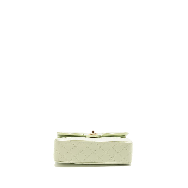 Chanel Small Classic Double Flap Bag Caviar Light Green LGHW (Microchip)