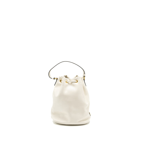 Prada Drawstring Bucket Bag Calfskin White GHW