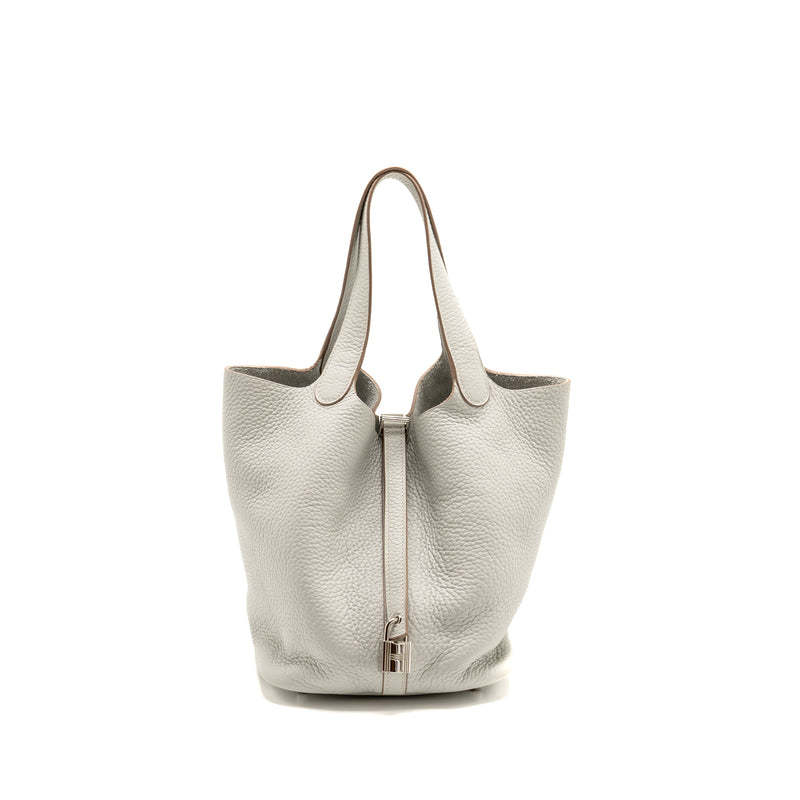Hermes Picotin 22 Lock Bag Clemence 80 Gris Perle SHW Stamp Y
