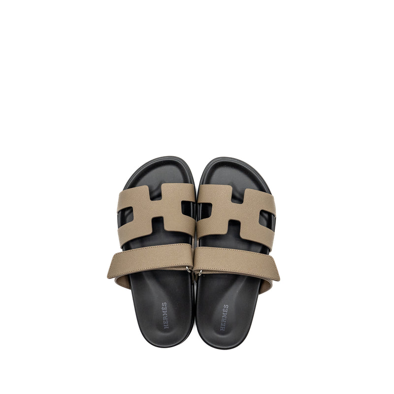 Hermes Size 37 Chypre Sandals Epsom Etoupe