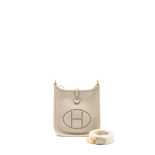 Hermes Mini Evelyne Clemence Craie GHW Stamp W