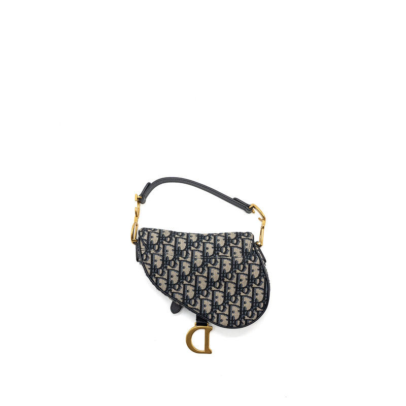 Dior Mini Saddle Bag Blue Oblique Jacquard GHW