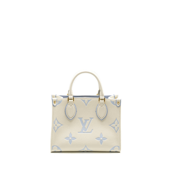 Louis Vuitton ONTHEGO PM Bicolour Monogram Empreinte Latte/Candy Blue GHW