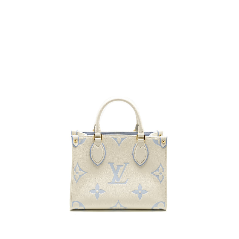 Louis Vuitton ONTHEGO PM Bicolour Monogram Empreinte Latte/Candy Blue GHW