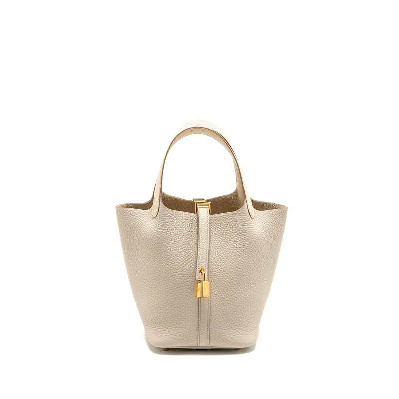 Hermes Picotin 18 touch lock bag clemence / ostrich beton GHW stamp B