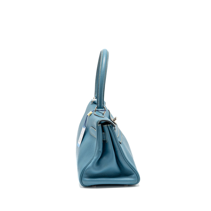 Hermes Shoulder Kelly Clemence Blue Jeans SHW Stamp Square N