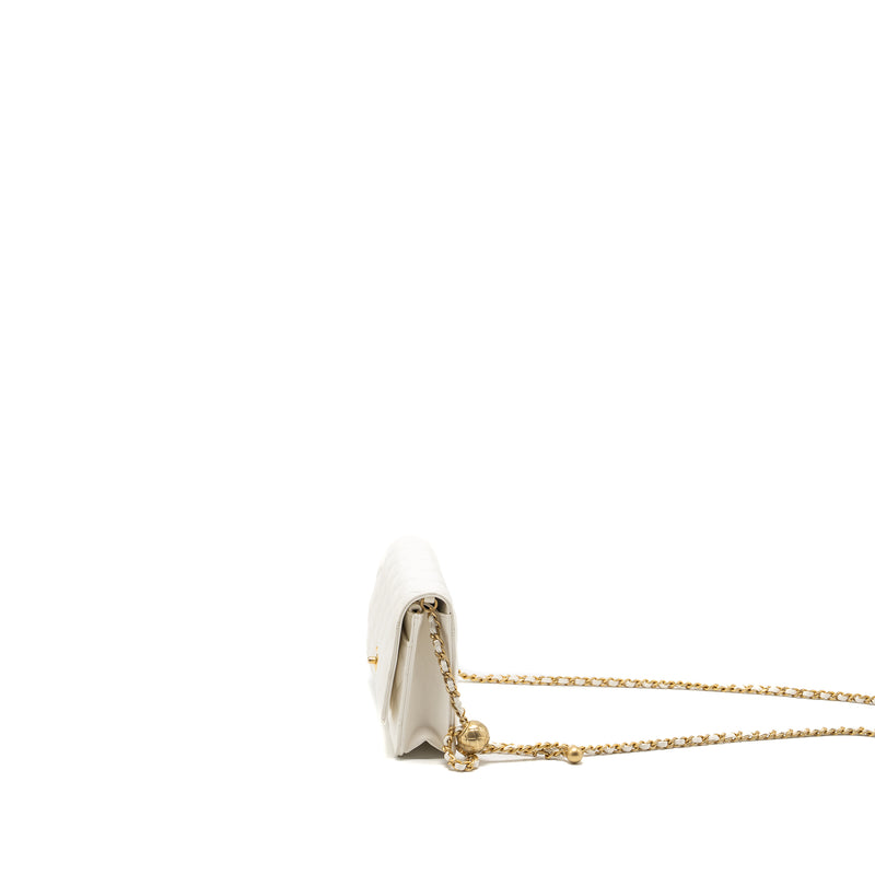 Chanel Pearl Crush Wallet on Chain Lambskin White GHW (Microchip)