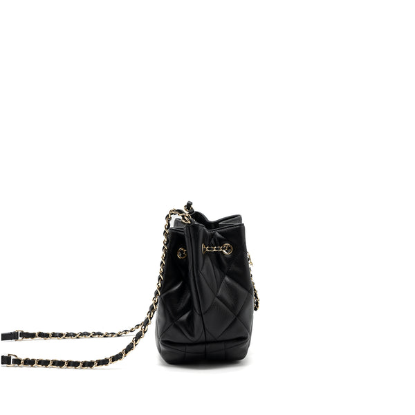 Chanel Drawstring Bucket Bag Calfskin Black LGHW