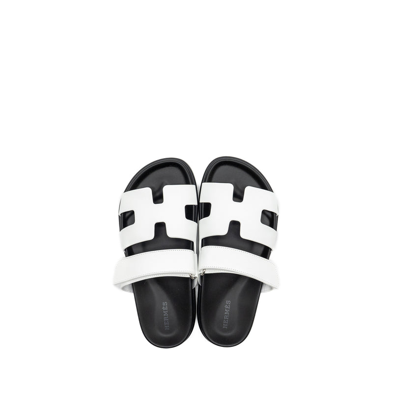 Hermes Size 36.5 Chypre Sandals Calfskin White / Black