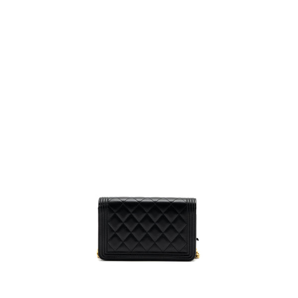Chanel Boy Wallet On Chain Lambskin Black GHW(Microchip)