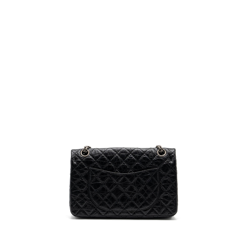 Chanel small 2.55 reissue flap bag aged calfskin black ruthenium SHW
