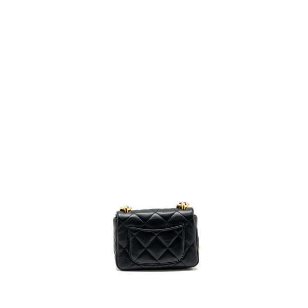 Chanel mini Square Flap Bag with Giant Chain Lambskin GHW (Microchip)