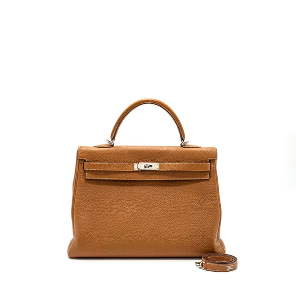 Hermes Kelly 35 Togo Gold SHW Stamp Square L