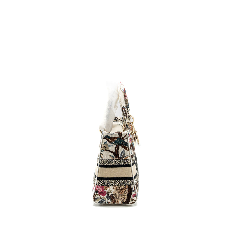 DIOR Medium Lady D-Lite Bag Embroidery White/Multicolor LGHW