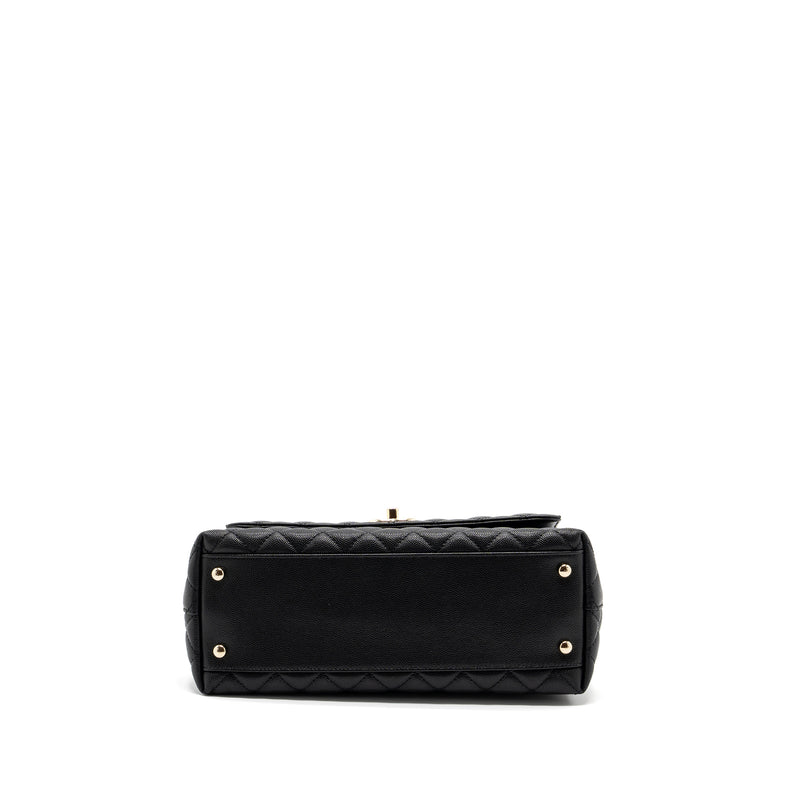 Chanel Medium Coco Handle Lizard Embossed Handle Caviar Black LGHW (Microchip)